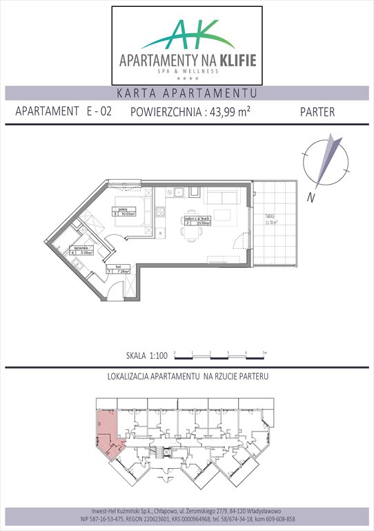 Nowe mieszkanie dwupokojowe Apartamenty na Klifie Władysławowo, Żeromskiego 27  44m2 Foto 1